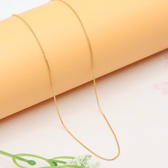 Elegant Rose Gold Plated Brass Necklace Box Chain Design, XPNL0279 - Picture 5 of 12